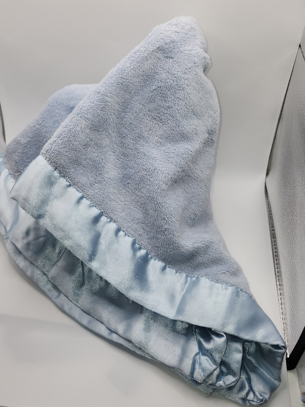 Terry Town Baby Blue Plush Microfiber Fleece Blanket Satin Trim 38x30 HTF